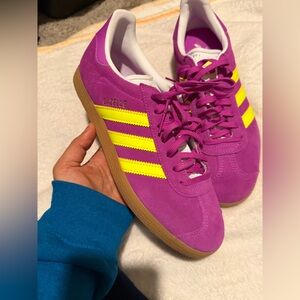 Adidas Purple Sneakers with Yellow Accents